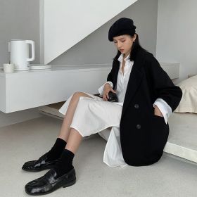 New Women's Coffee Suit Jacket Spring And Autumn (Option: Black-M)